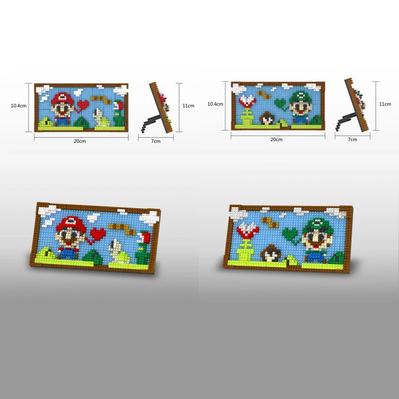 Идея мультяшной игры изображения Супер Марио нанокирпичи Фреска микро алмазный строительный блок Луиджи фоторамка игрушки украшение дома