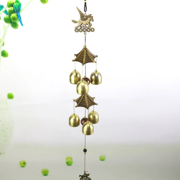 Double Layer Pegasus Lucky Feng Shui House Protection Alloy Feng Shui Wind Chime Anti-theft Doorbell Car Pendant Wholesale