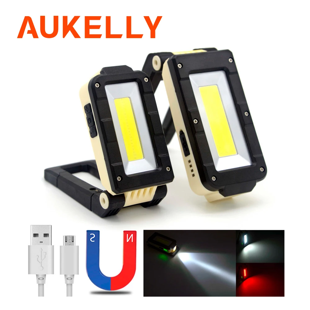 

Portable Work Flashlight Torch 4 Mode COB+xpe USB Rechargeable LED Working Light Magnetic Lanterna Hanging Hook Lamp with Stand