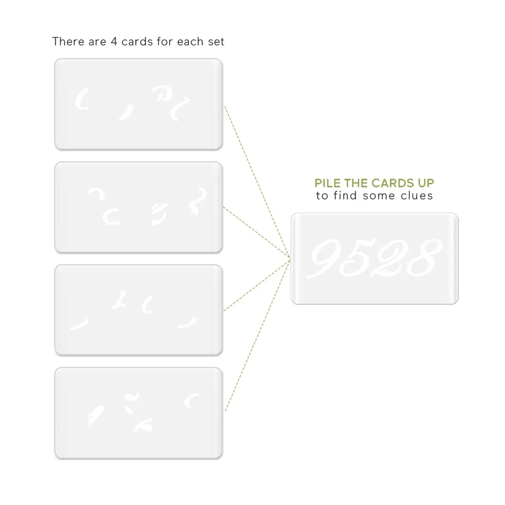 Pile the cards up to find some clues