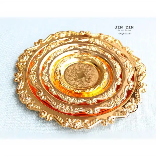Metal Plate With Silver Color Serving cake Tray Cake Party and Wedding party Decoration Trays Cosmetics storage tray FT006A