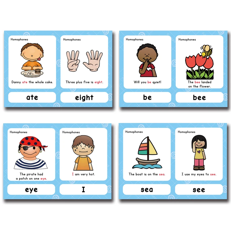 12pcs46HomonymWordsEnglishGrammarEducationCognitiveCards