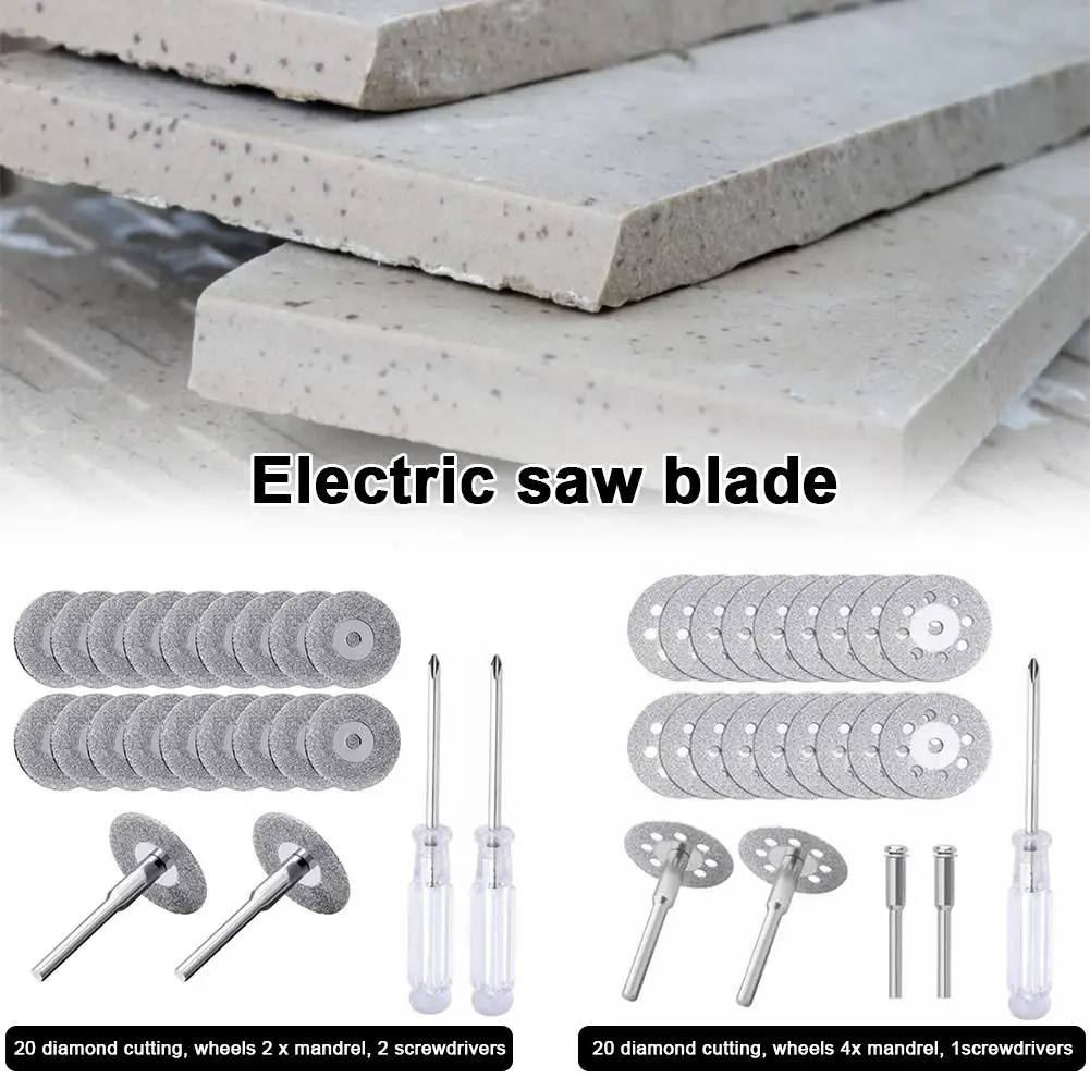 

High Quality Versatile Diamond Cutting Wheel Set 22MM Diamond Cutting Wheel Set with Mandrel Screwdriver for Rotary Tool