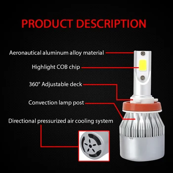 

Car LED Lights C6 H8/9/11 8000K 12000LM High Low Beam Bulb Waterproof Lamps Part
