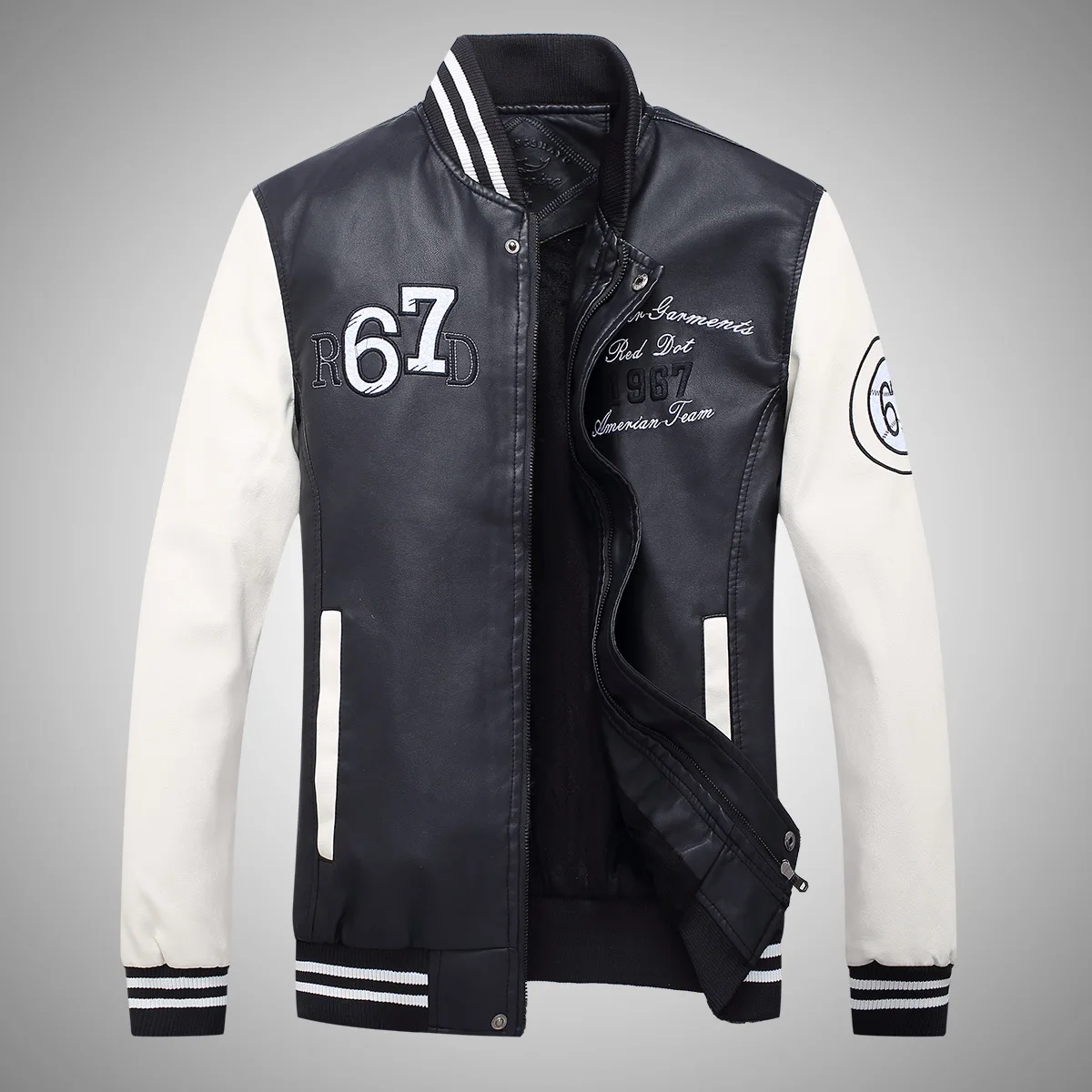 Direct Supply 17 Autumn And Winter New Style Fashion Large Embroidery Leather Coat Cool BOY'S Coat Trend Jacket