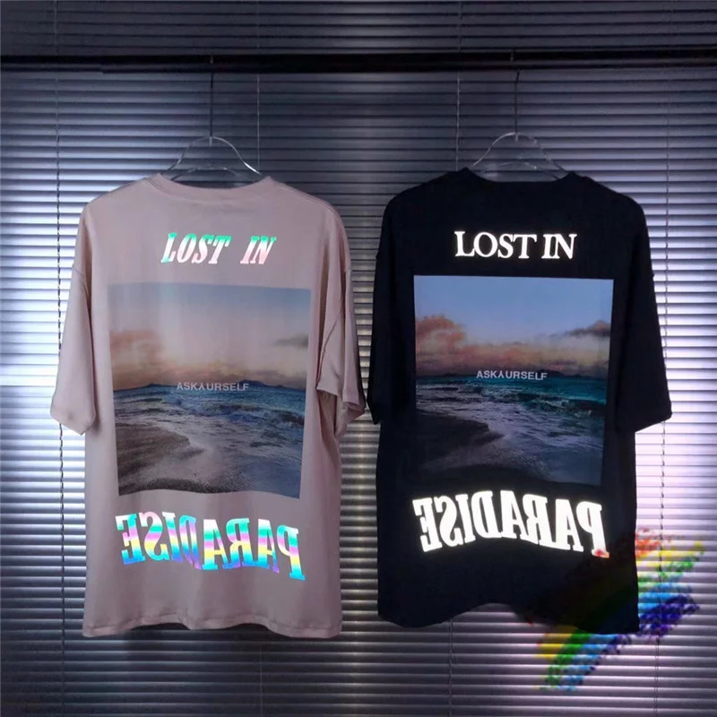 New Reflective Askyurself T Shirt Men Women 1:1 High Quality Lost In Paradise Vintage Top Tee T-Shirt | Мужская одежда