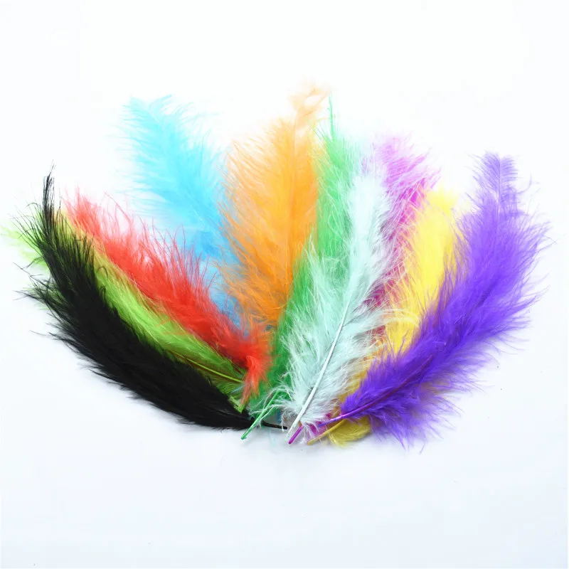 Mixed random color 100 шт./лот Перья Марабу индейки для рукоделия 10-15 см 4-6 дюймов Свадебные украшения Шлейфы аксессуары для одежды перья фазана - Цвет: Mixed random color