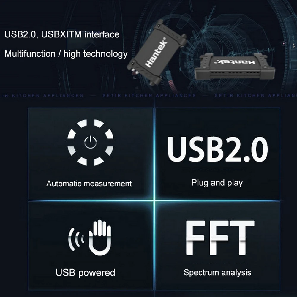 Hantek цифровой Виртуальный осциллограф 2 зонда 6022BE ноутбук ПК USB канала 20 МГц 48 мс/с
