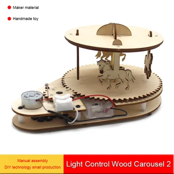 

Building Blocks Photosensitive Science Experiments of DIY Handmade Wooden Rotating Trojan Horse Material Package for Kid's Gifts