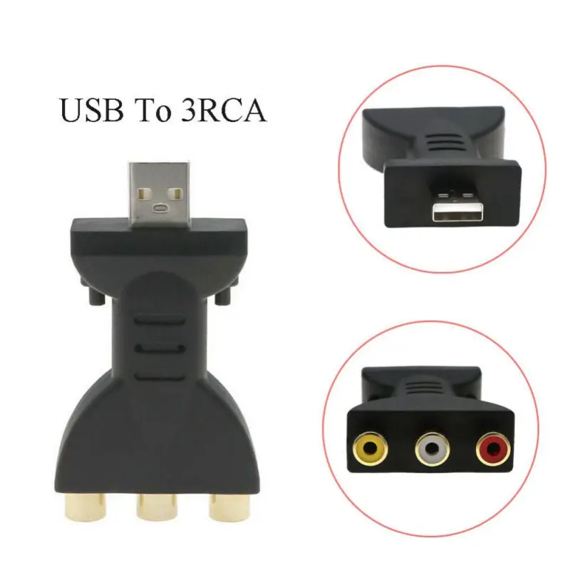 Новый USB штекер 3 RCA Женский Разъем Портативный Аудио адаптер позолоченный