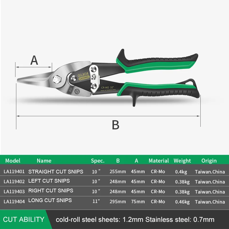 LAOA Tin Scissors Shear Tin Stainless Steel Keel Scissors Aluminum Buckleboard Scissors Aviation Scissors 3