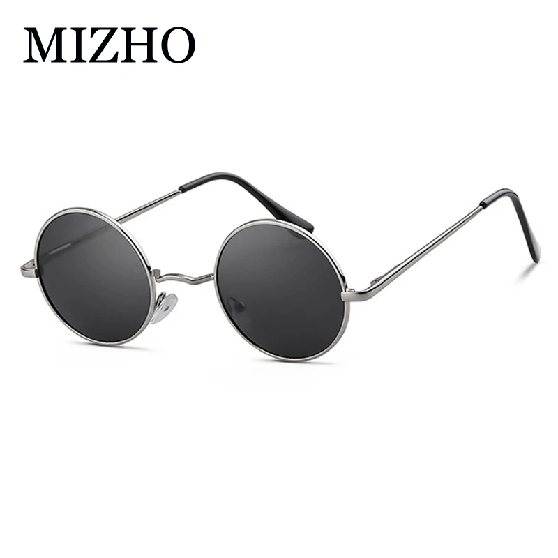 MIZHO-빈티지 금속 선글라스, 여성 브랜드 디자인 펑크 옐로우 안경, 레드 라운드 선글라스, 남성 편광 자외선 차단