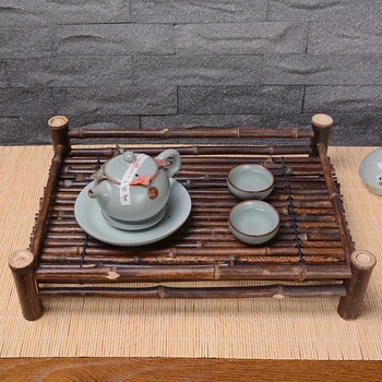 

Creative purple bamboo tray handmadelassic tea set retro tea art plate tea ceremony accessories tea cup pot mat