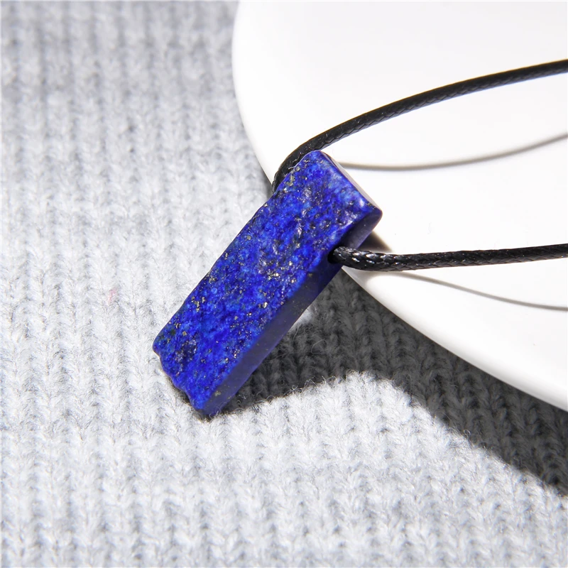 Natural Stone Pendant Necklace Raw Blue lapis lazuli Amazonite Aquamarines Stone Beads Pendant Necklace for Women Men Gifts