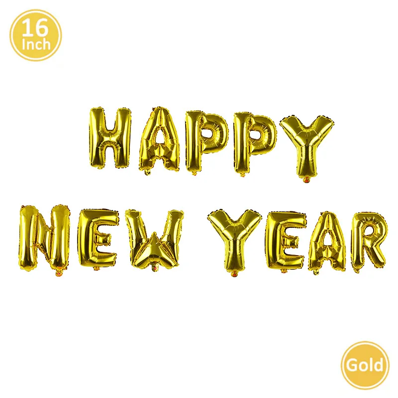 happy new year gold Счастливый год круглый шар звезда бутылки вина фольга, латекс воздушный шар баллон гелия год вечерние украшения год - Цвет: happy new year gold