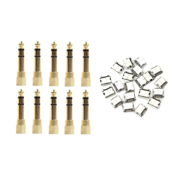 

60Pcs Micro-USB Type B Female 5 Pin SMT Placement SMD DIP Socket Connector & 15Pcs Gold Plated Plug o Jack TRS
