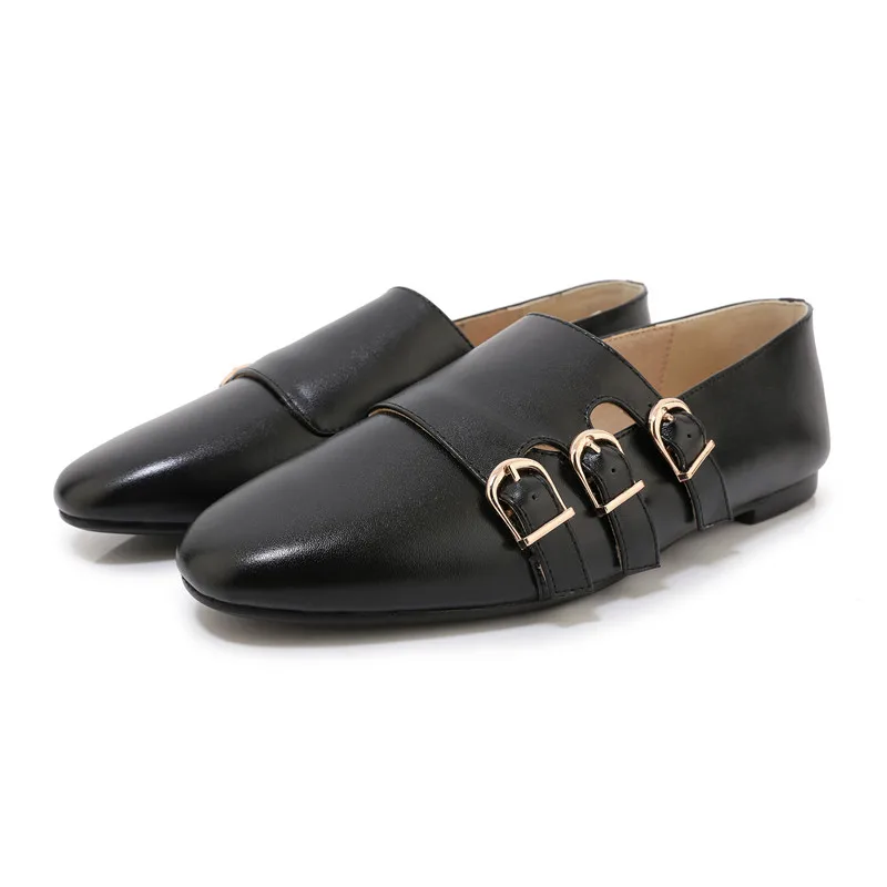 FEDONAS Top Quality Genuine Leather Female Newest Loafers Metal Buckle Women Flats Spring Shallow Casual Office Shoes Woman