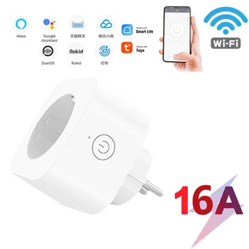 

Tuya WiFi Smart Plug 16A EU Standard Smart Socket Remote Voice Control Power Monitor Socket Timer work with Alexa Google Home