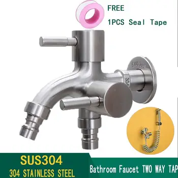 

Double Outlet Tap Faucet with Quality 304 Stainless Steel Home Washing Machine Tap and Garden Bibcock For Home Bibcocks
