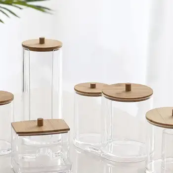 

1PC Storage box Holder Kitchen seasoning Storage Cotton Swab Dispenser Cotton Pads Holder Acrylic Cosmetics Container Makeup