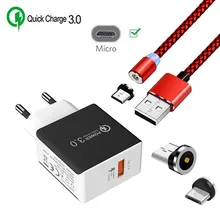 Магнитное зарядное устройство Micro USB кабель для samsung Xiaomi 6A Redmi 7 6 Asus Max Pro ZB631KL ZB633KL Android phone QC 3,0 быстрый адаптер