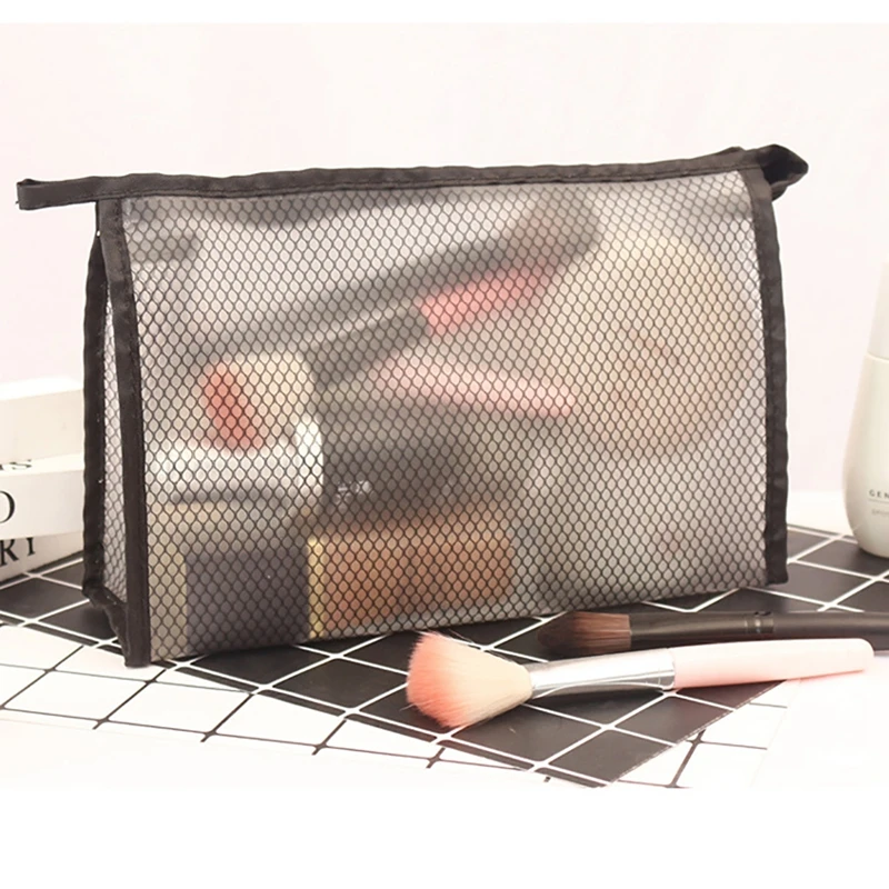 

PVC cosmetic bags Mesh Makeup Case Zipper Large Capacity Portable Toiletry Beauty Wash Bag Waterproof Storage Pouch neceser