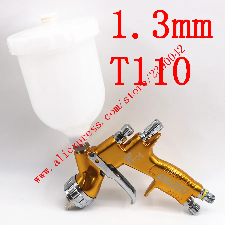 Golden T110 1.3mm Высокое качество Профессиональный GTI pro lite картина пистолет-распылитель TE20/T110 1,3/1,8 мм пистолет-распылитель пистолет для распыления краски на водной основе воздуха распылительный пистолет - Color: Golden T110 1.3mm
