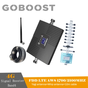 

GOBOOST 4G Signal Booster AWS 1700 2100 MHz Amplifier Band4 Cellular Repeater accessories for Mobile phone Booster Antenna Set