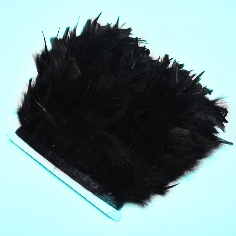 

1 Meter/lot black fluffy Turkey feathers trim Fringe 10-15cm Dyed marabou Feather ribbon crafts DIY Party Clothing dress plumes