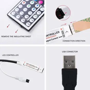 

LED Backlight USB 2M Light Strip With Remote Control For TV Bicycle Ambience Multicolor Waterproof Decorative Light Bar