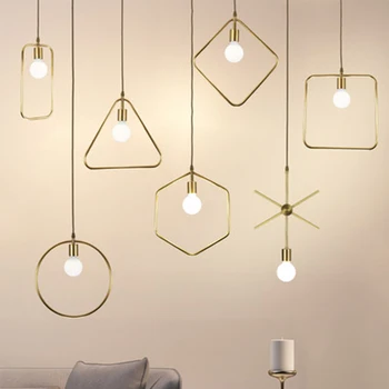 

All copper geometric single head creative northern European restaurant, shopping mall, window clothing shop, table Chandelier