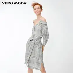 Vero Moda 2019 Новое поступление от Schouder Elleboog Lange Mouwen плед скольжения Jurk | 3184SZ502