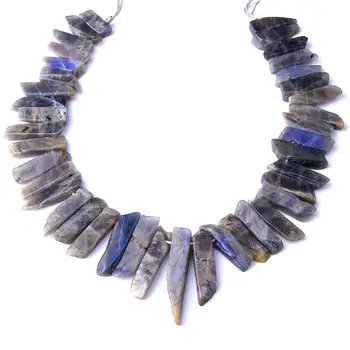 

Top Drilled Natural labradourite Slice Point Beads Raw Irregular Crystal Quartz Stick Point Pendant Beads for Jewelry Making