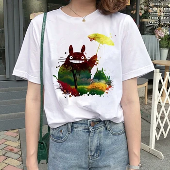 

Lus Los New Totoro Harajuku Kawaii T Shirt Women Funny Cartoon Print T-shirt 90s Graphic Tshirt Cute Top Tees Female