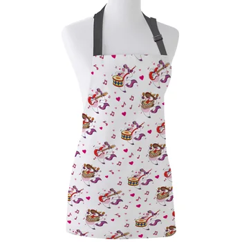 

Music Note Unicorn Playing Guitar White Print Apron Print Unisex Kitchen Bib with Adjustable Neck for Cooking Gardening