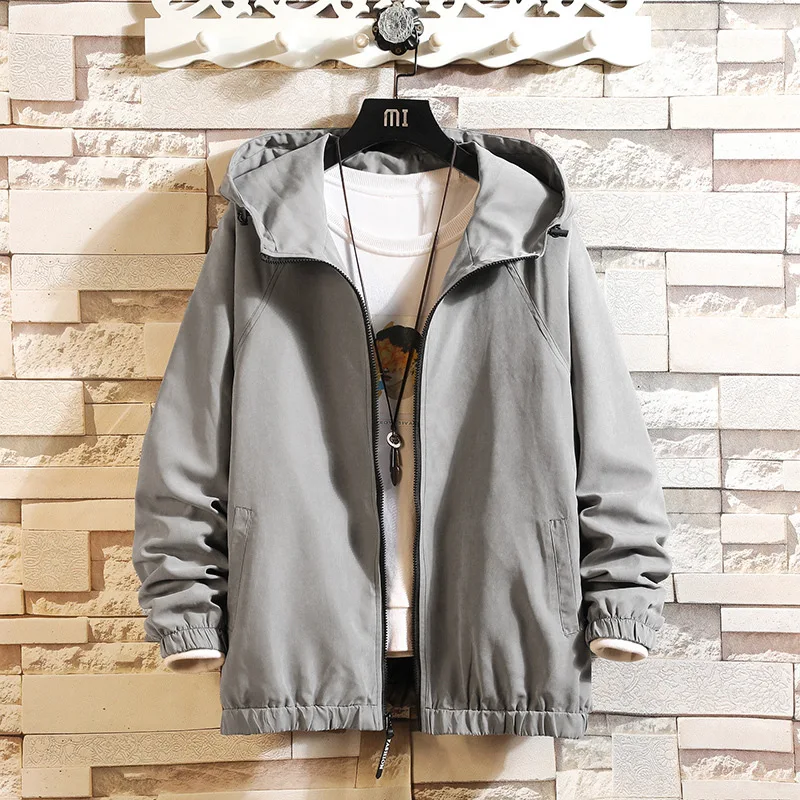 

2020 Spring New Style Japanese-style White Brick Wall Large Size Solid Color Open Wire Hooded Coat M-5x Hj20