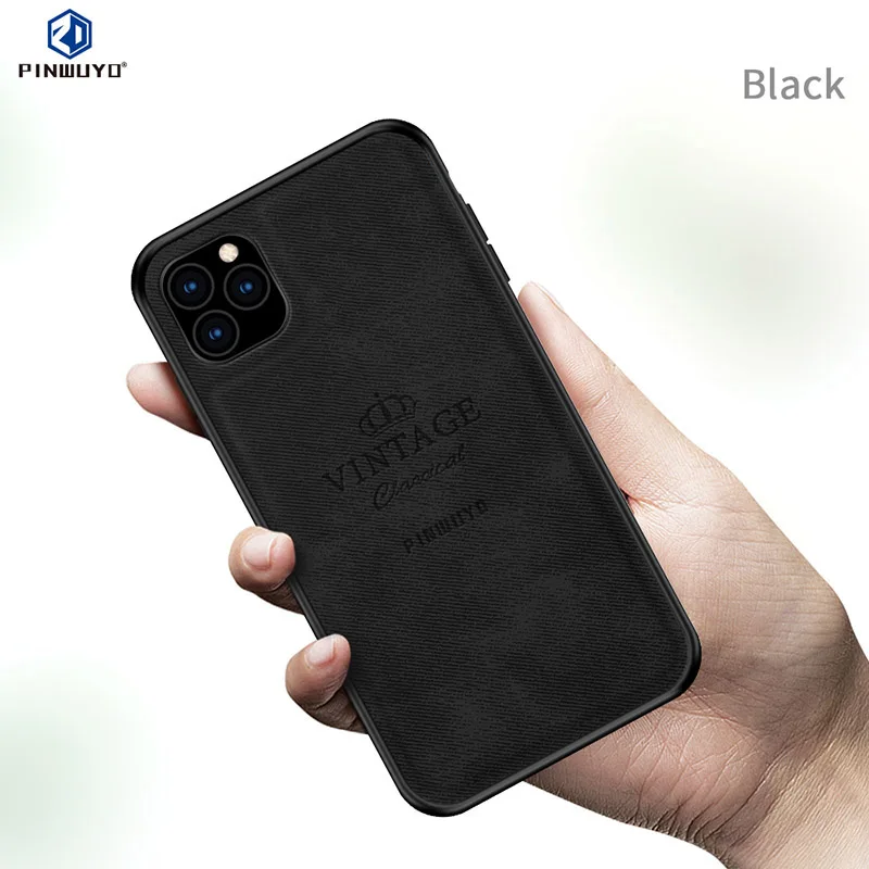 Черный Для iPhone 11 Pro Max PINWUYO чехол для iPhone 11 Pro 11Pro тканевый чехол для iPhone 11 Max PU кожаный чехол для мобильного телефона - Цвет: Черный