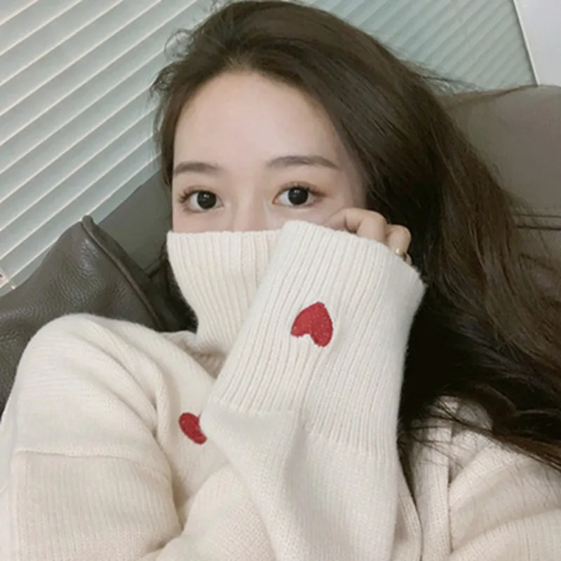 

High collar sweater women's fall / winter 2020 new loose Korean style versatile heavy lazy sweater top
