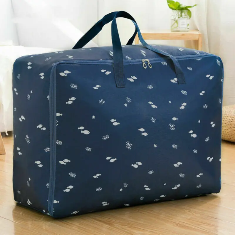 Large Portable Storage Bags Box Oxford Clothes Quilt Bedding Duvet Laundry Pillows Zipped Folding Clothing Packing Organizer