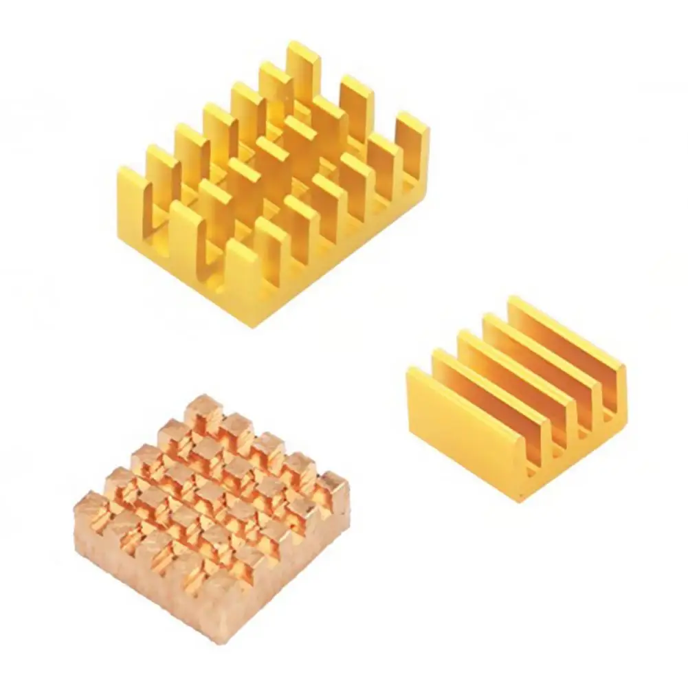3PCS For Raspberry Pi 4B Heat Sink With Adhesive 3PCS Raspberry Pi 4B 1 Copper 2 Aluminum Gold Radiator Cooler Kit