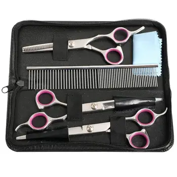 

7 inchProfessional Pet Dog Grooming Scissors Set Straight&Curved&Thinning Shears Kit