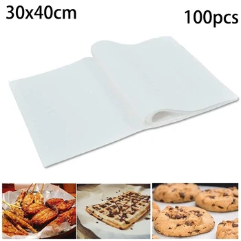 

100Pcs Baking Paper Non Stick Sheets Parchment Microwave Making meat White
