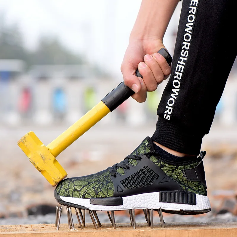 

Men's Steel Toe Breathable Work sneakers Safety Shoes Men Puncture Proof Lightweight Sport Non-Slip Casual Protection Footwear