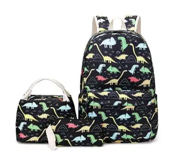 

Oxford Waterproof Women Set Backpack Knapsack for Teenagers with Lunch Box Bags Animal Print Student Laptop Bag