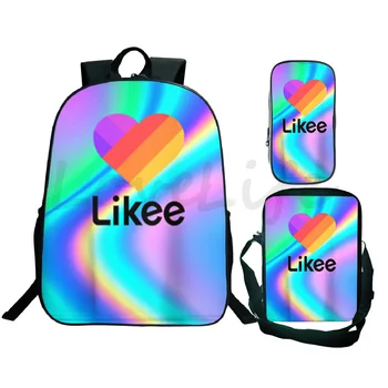 

2020 Likee Video Backpack Children Boys Girls school Bag Teens fashion cool pattern Likee School Bag shoulder bag 3pcs Set bag