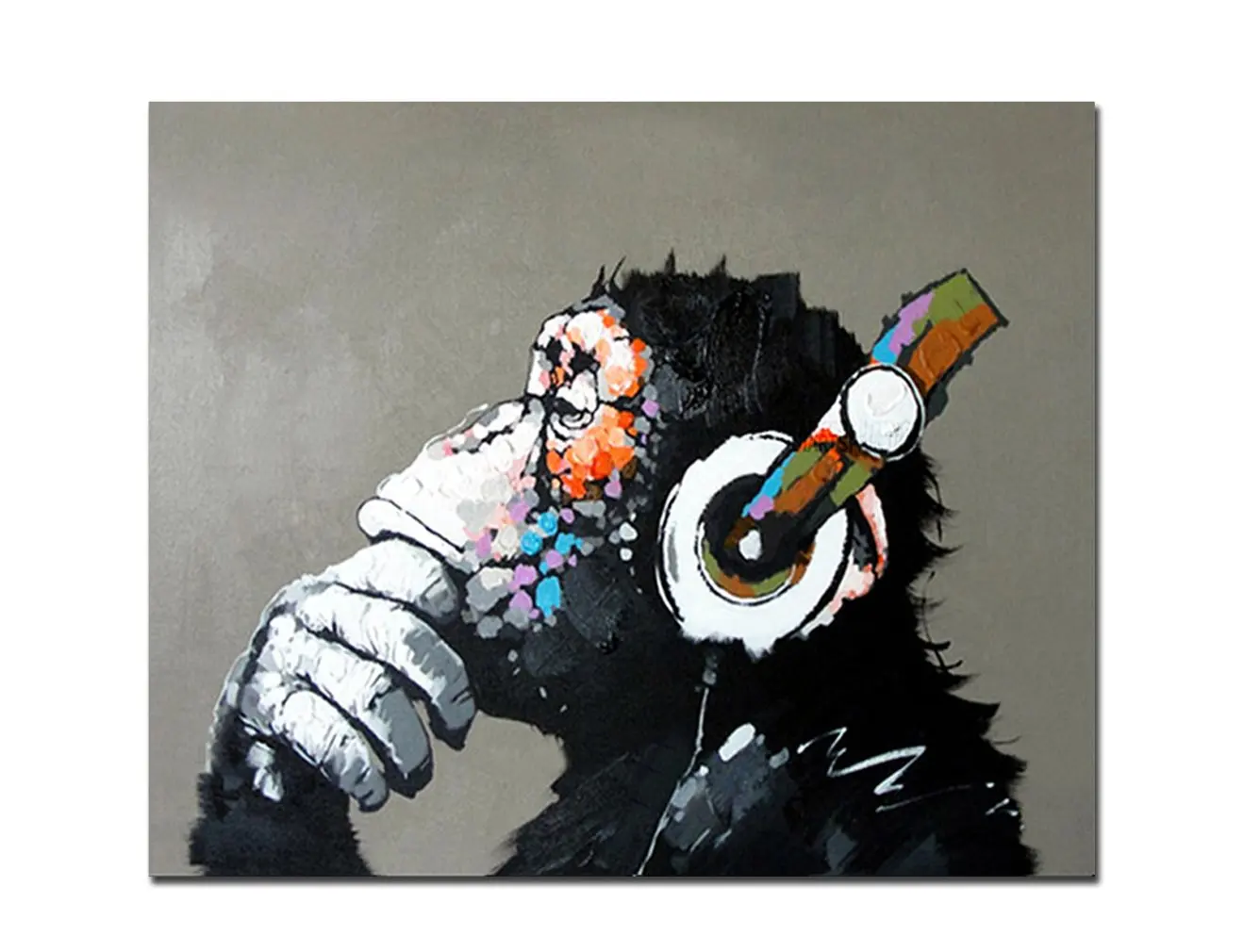 

Pop Art Cool Ape Listening Music with Headphone Framed Ready to Hang