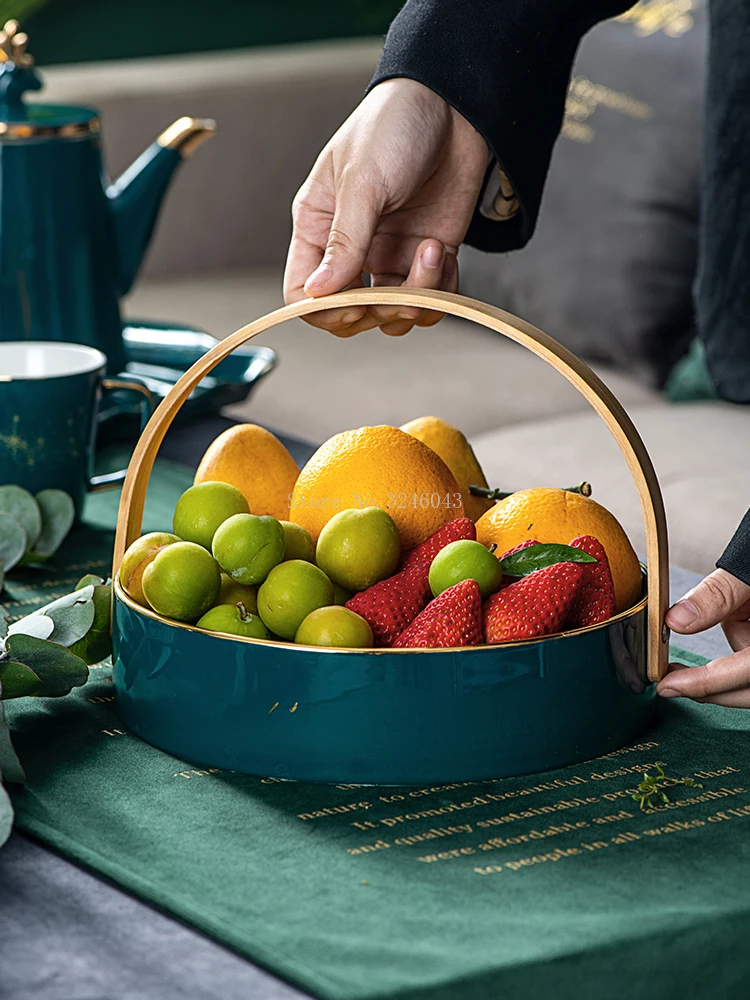 Скандинавский стиль Современная Гостиная домашняя керамика нестандартный пояс ручки тарелка для сухих фруктов блюдо для закусок изумрудная фруктовая тарелка