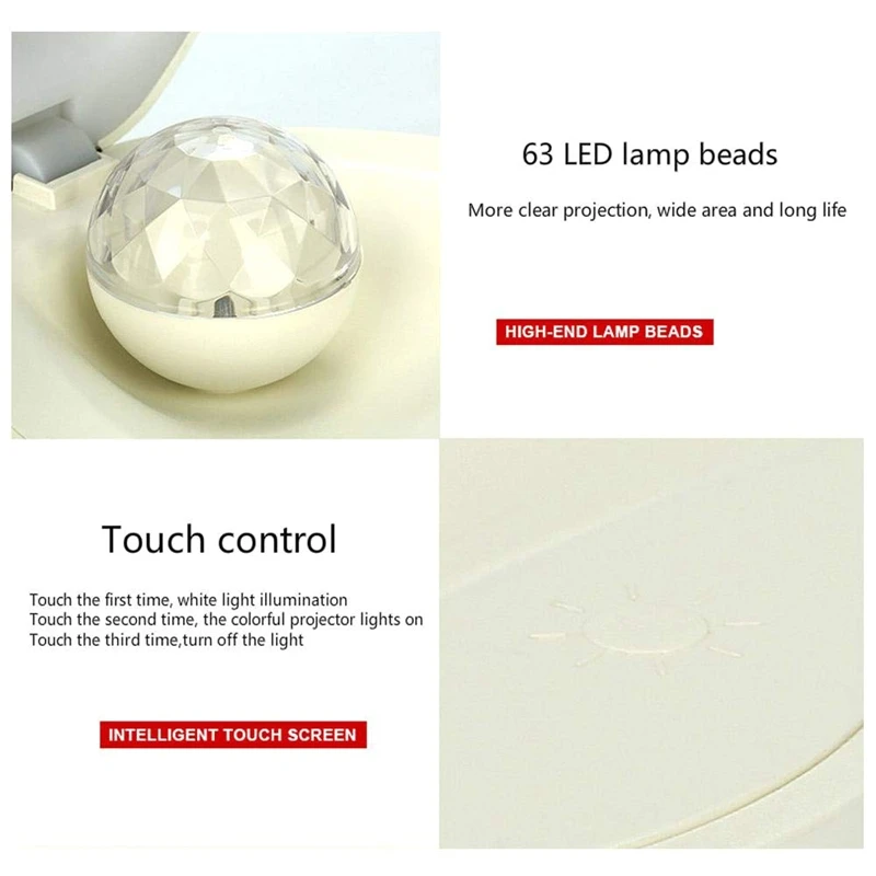 Shell Projector Home Colorful Atmosphere Lights USB Charging Romantic Shell Projection Lamp Sleep Night Light(With 63 LED), Is