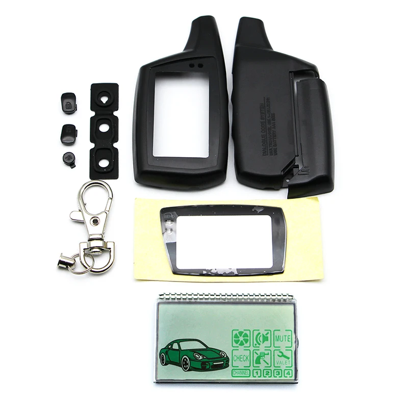 

DXL 3000 lcd display+Keychain Case for Russian Two Way Car Alarm System PANDORA DXL3000 LCD Remote Control Key Fob Chain