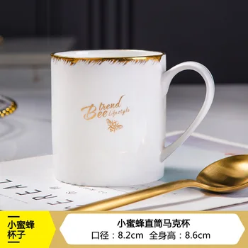 

White Nordic Mug Creative Minimalist Ceramic Mug for Couple with Spoon with Handle Chavenas De Cafe Modern Coffee Mug MM60MKB